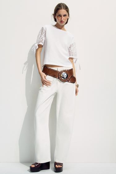 CAMISETA BORDADOS LAZADAS - Blanco de Zara