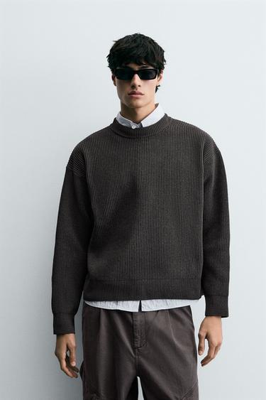 TEXTURED CHENILLE SWEATER - Grey by Zara