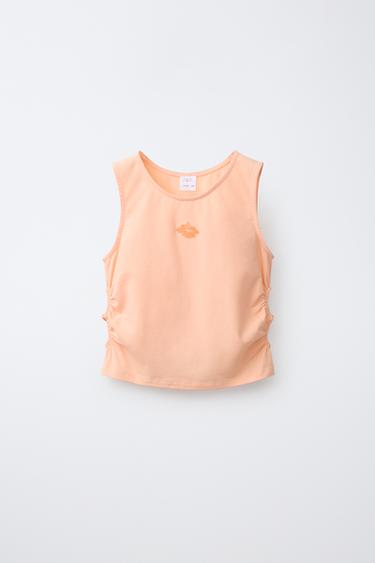 EMBROIDERED CUT-OUT T-SHIRT - Orange by Zara