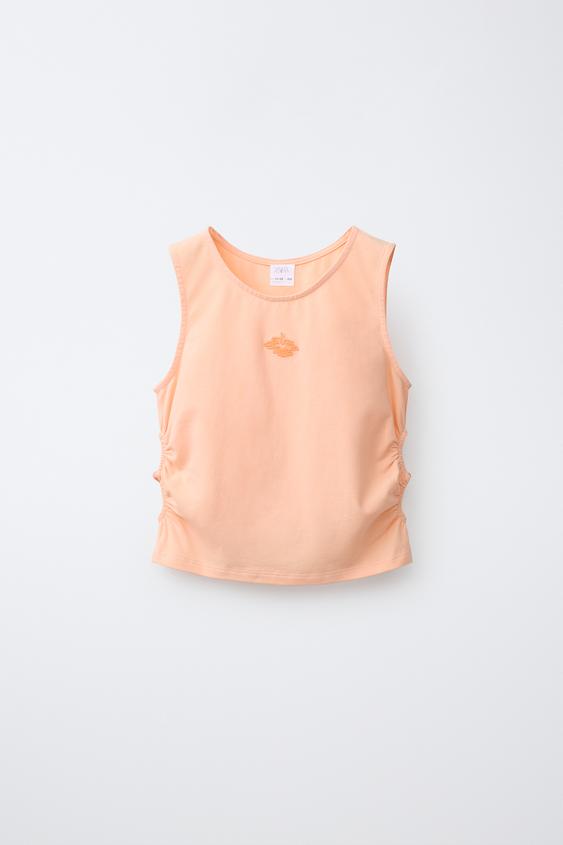 EMBROIDERED CUT-OUT T-SHIRT - Orange by Zara - Image 0