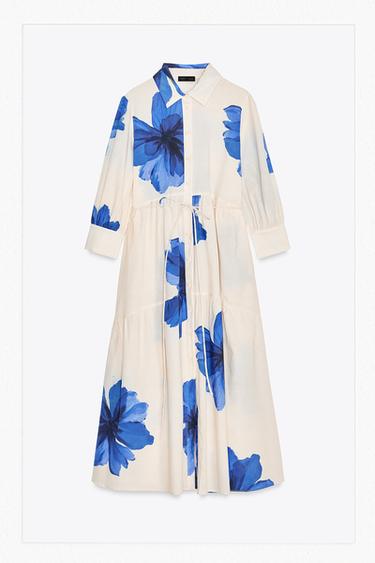 VESTIDO ESTAMPADO ZW COLLECTION - Azulón de Zara