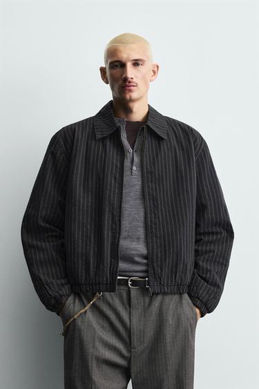 УКОРОЧЕНА КУРТКА У СМУЖКУ - Блакитний Zara