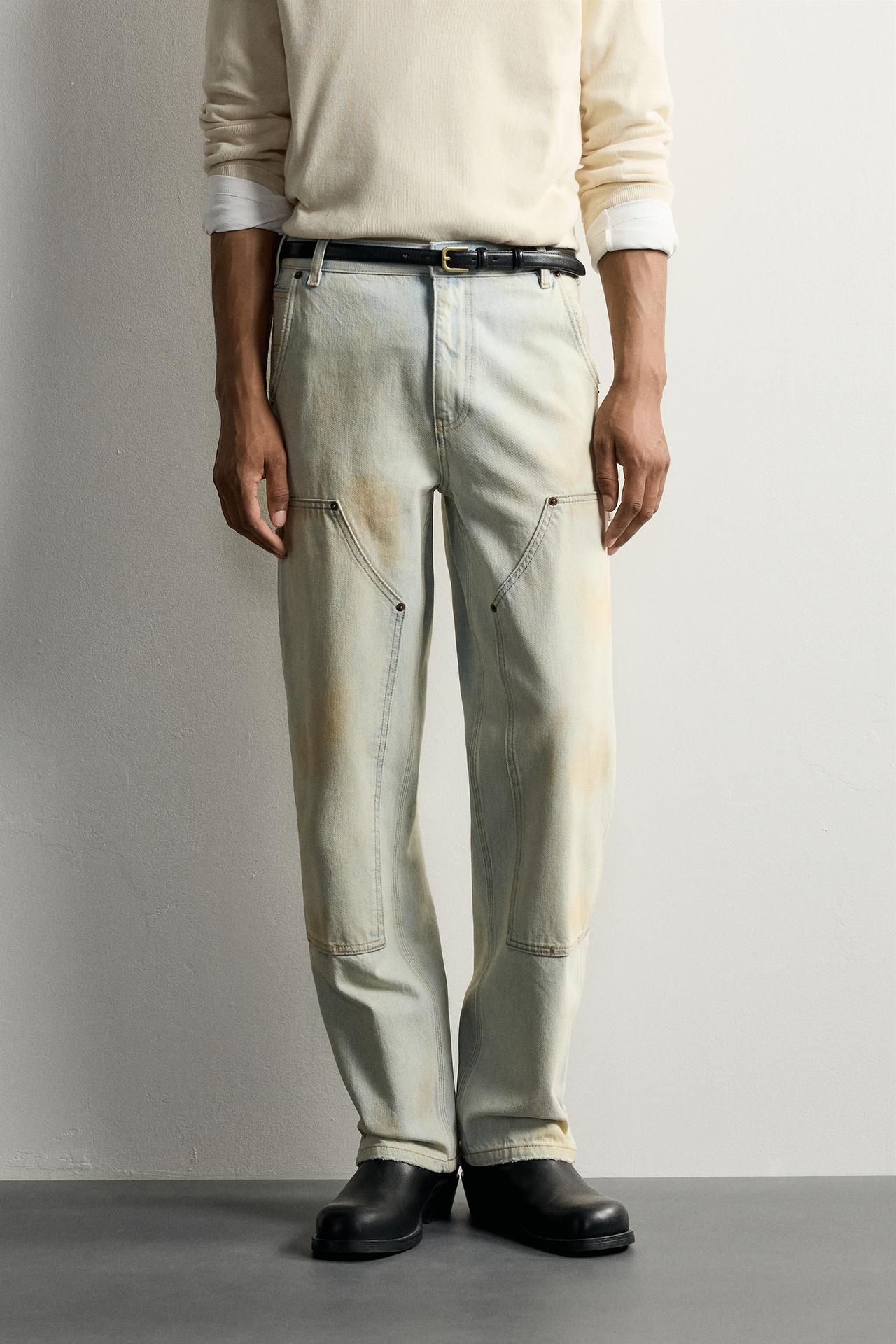 VINTAGE EFFECT CARPENTER PANTS — Blue