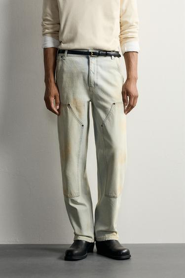 VINTAGE EFFECT CARPENTER PANTS — Blue 2