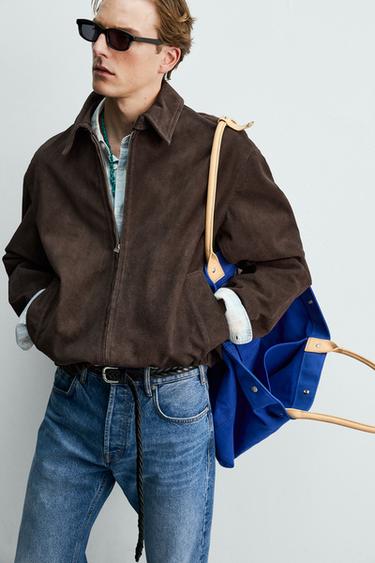 BLOUSON REGULAR FIT EN CUIR DAIM AARON LEVINE X ZARA - Marron de Zara - Image 5