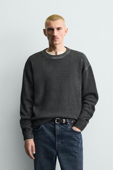 PULL STRUCTURÉ DÉLAVÉ - Noir de Zara