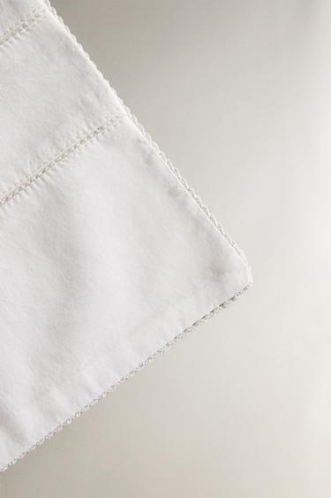 HEMSTITCHED POPLIN MINI COT SHEET SET - Oyster-white by Zara - Image 3