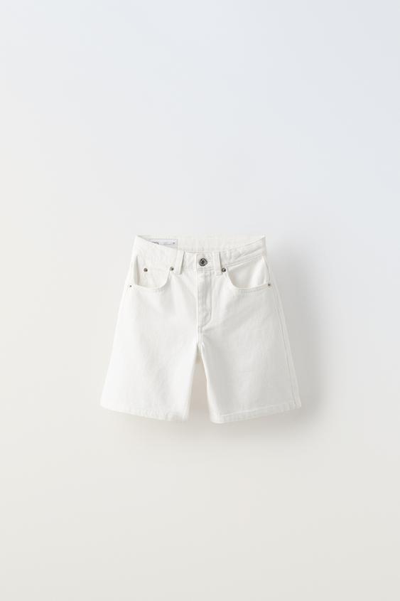 DENIM BERMUDA SHORTS - White | ZARA Georgia