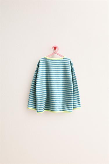 ZARA TIMELESS - STRIPED TOWELLING EFFECT SWEATSHIRT - Mid-blue by Zara - Image 1