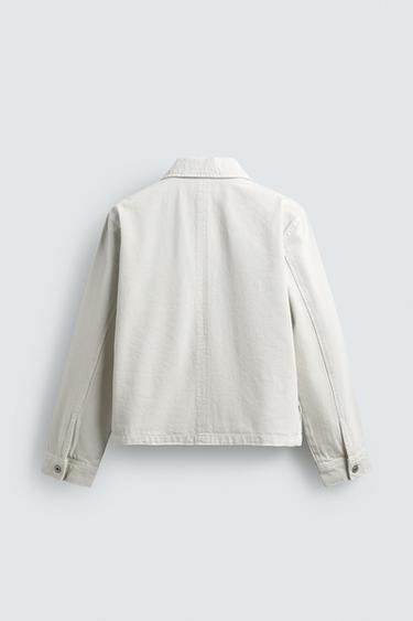 DENIM OVERSHIRT WITH ZIP - White by Zara - Image 7