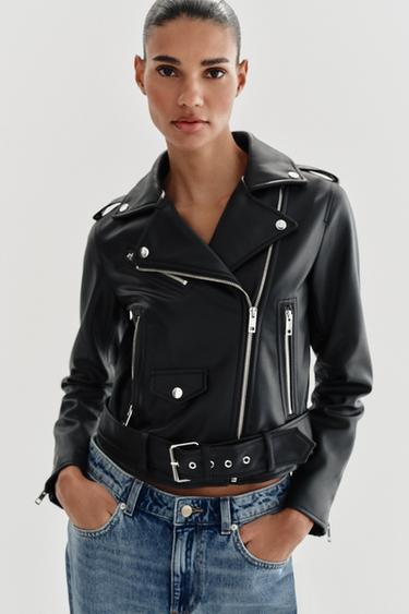 LEATHER EFFECT BIKER JACKET - Black by Zara - Image 4