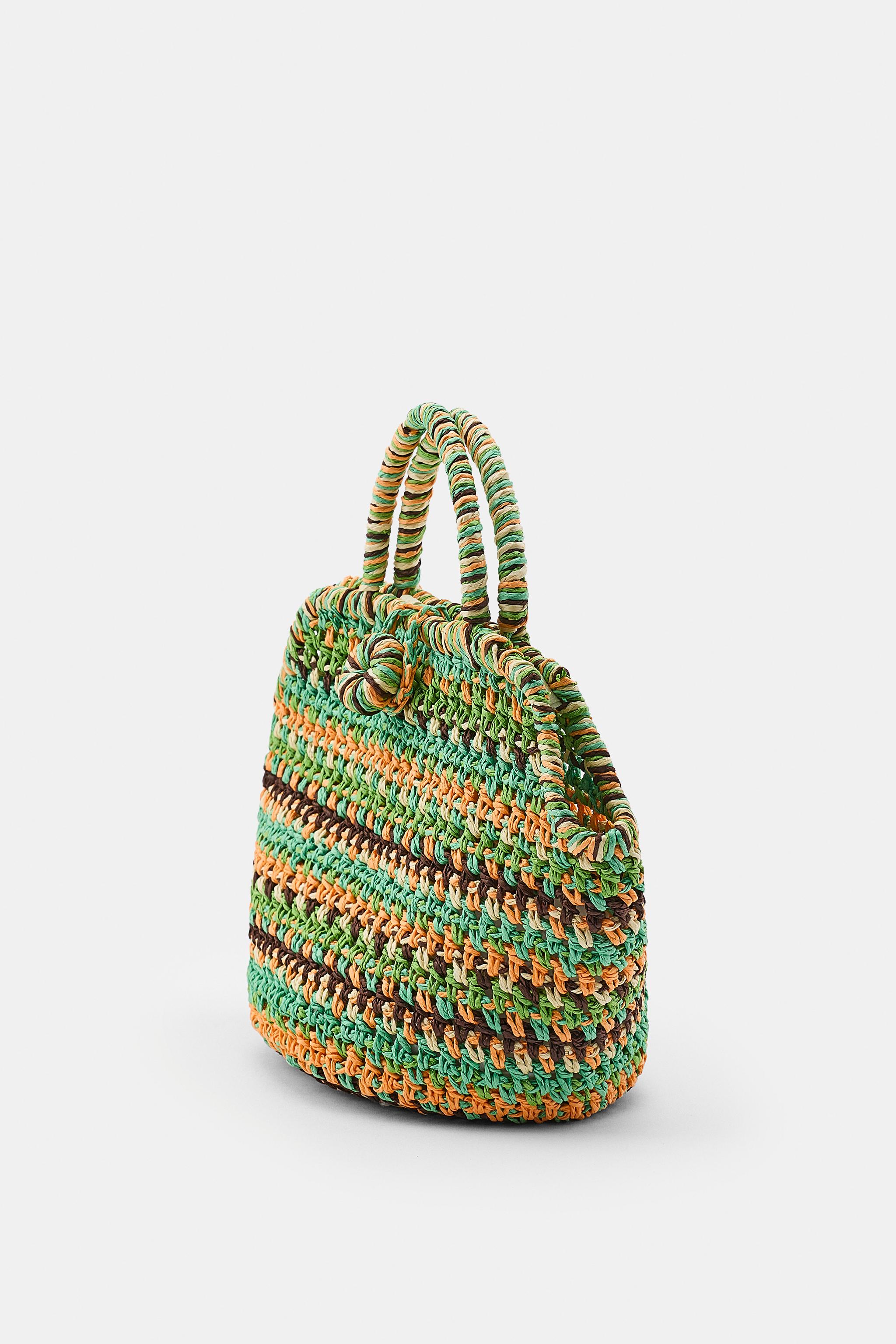 ストライプ柄編み込みミニバスケットバッグ - マルチカラ― | ZARA