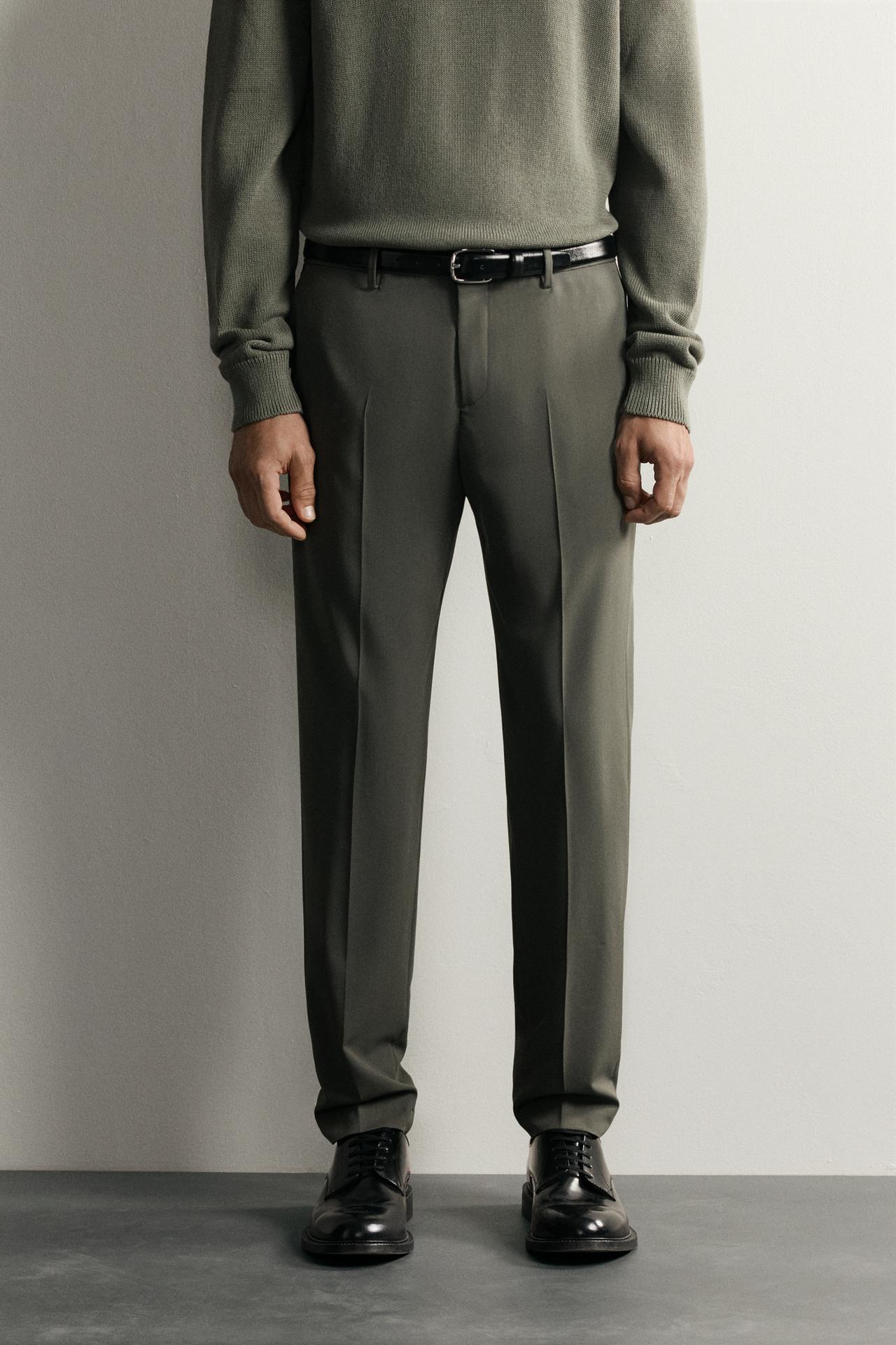 STRETCH SUIT PANTS — Green
