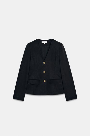 SHORT BLAZER WITH SHOULDER PADS - Black by Zara - Image 5