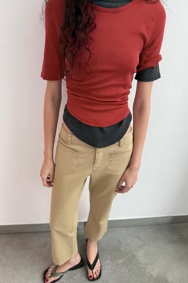T-SHIRT EFFET DÉLAVÉ - Rouge de Zara