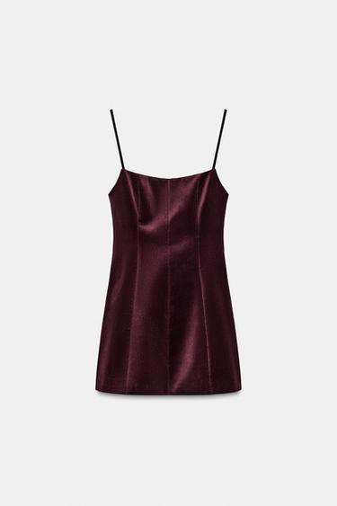 ROBE COURTE À VOLUME - Bordeaux de Zara - Image 4