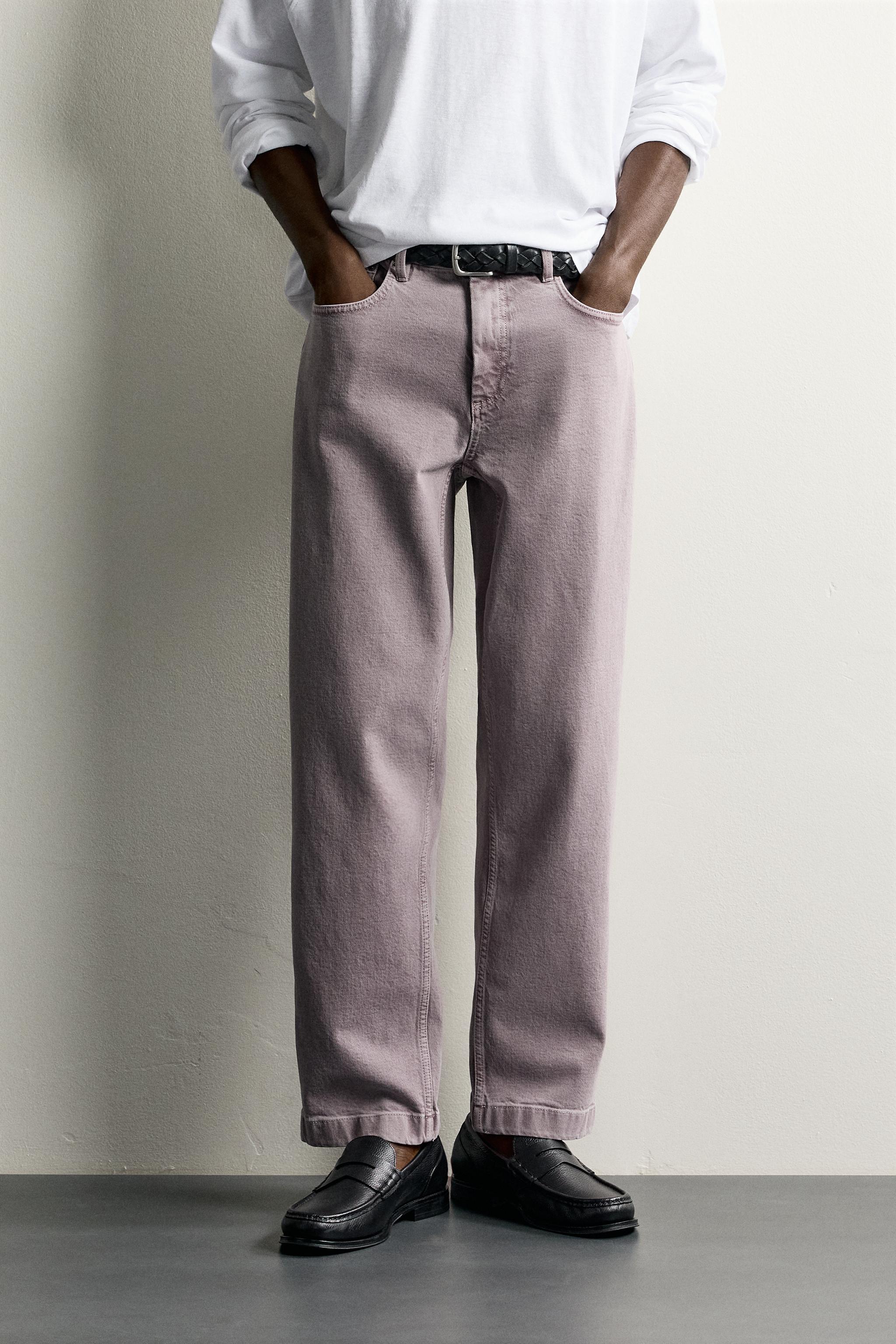 WASHED STRAIGHT FIT PANTS — Purple