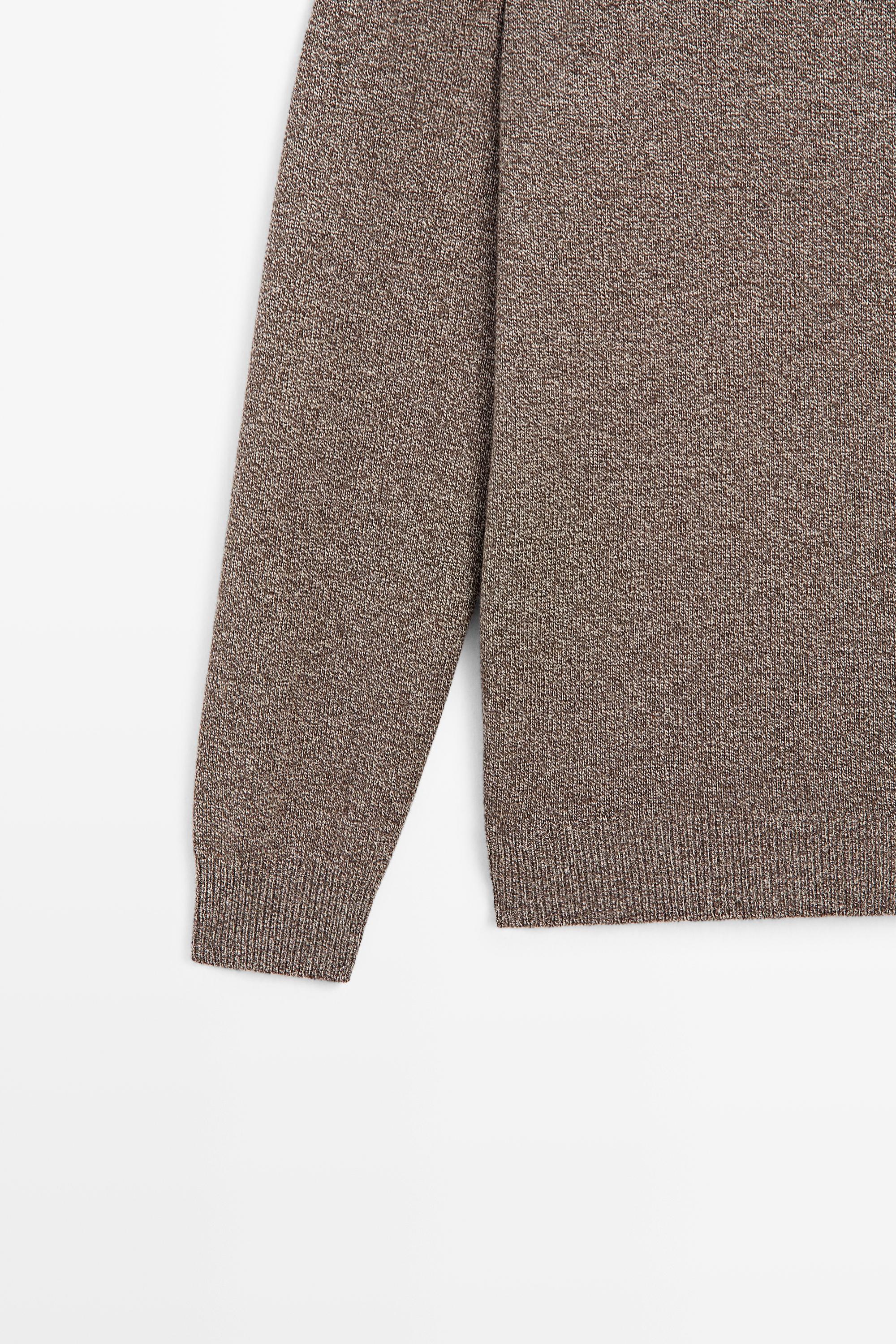 Wool-blend knit round neck sweater