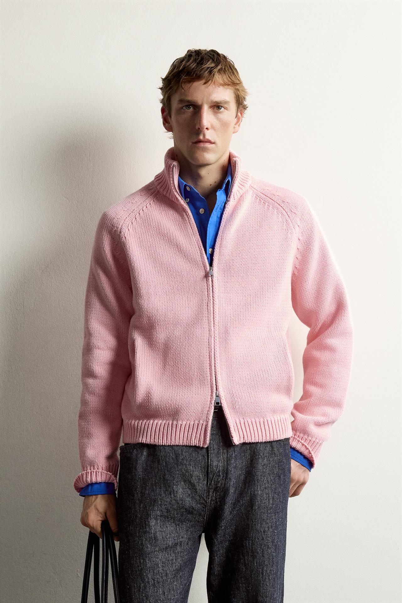 ZIP CARDIGAN — Pink