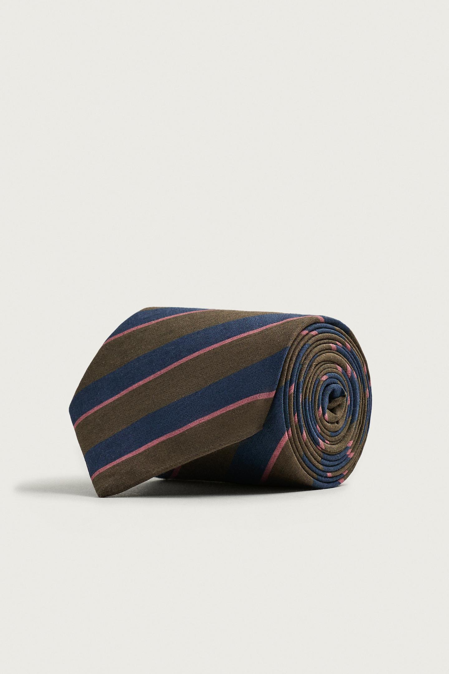 Мужской галстук Zara Fruit OF the Loom™ Jacquard Striped Tie, цвет: Тёмно-синий — фото 2