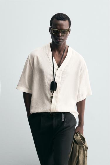 CHEMISE 100 % LIN - Blanc de Zara - Image 7