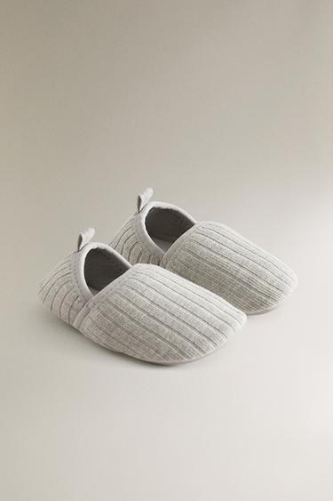 CHILDREN'S COTTON BABOUCHE SLIPPERS - Taupe Grey by Zara - Image 1