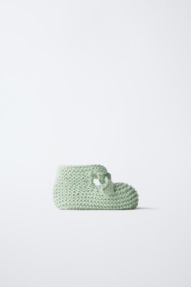 Zara COTTON TIE BOOTIES - Sky Blue