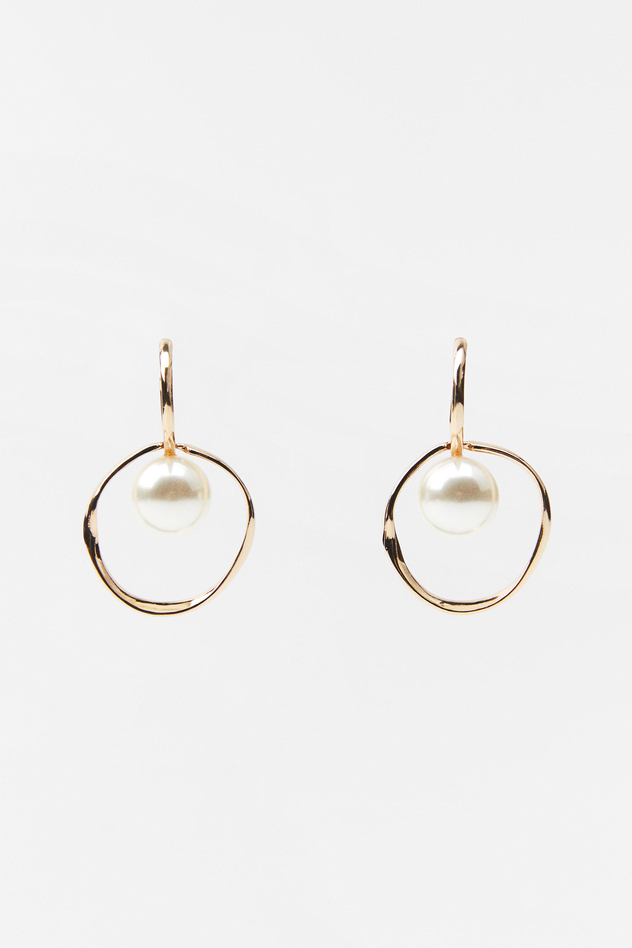 Pearl hoop store earrings zara