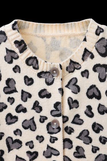 Zara HEART CARDIGAN - Ecru / Marl
