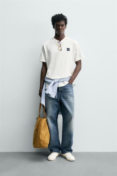 Zara CONTRAST PRINT T-SHIRT - Light beige - Image 0