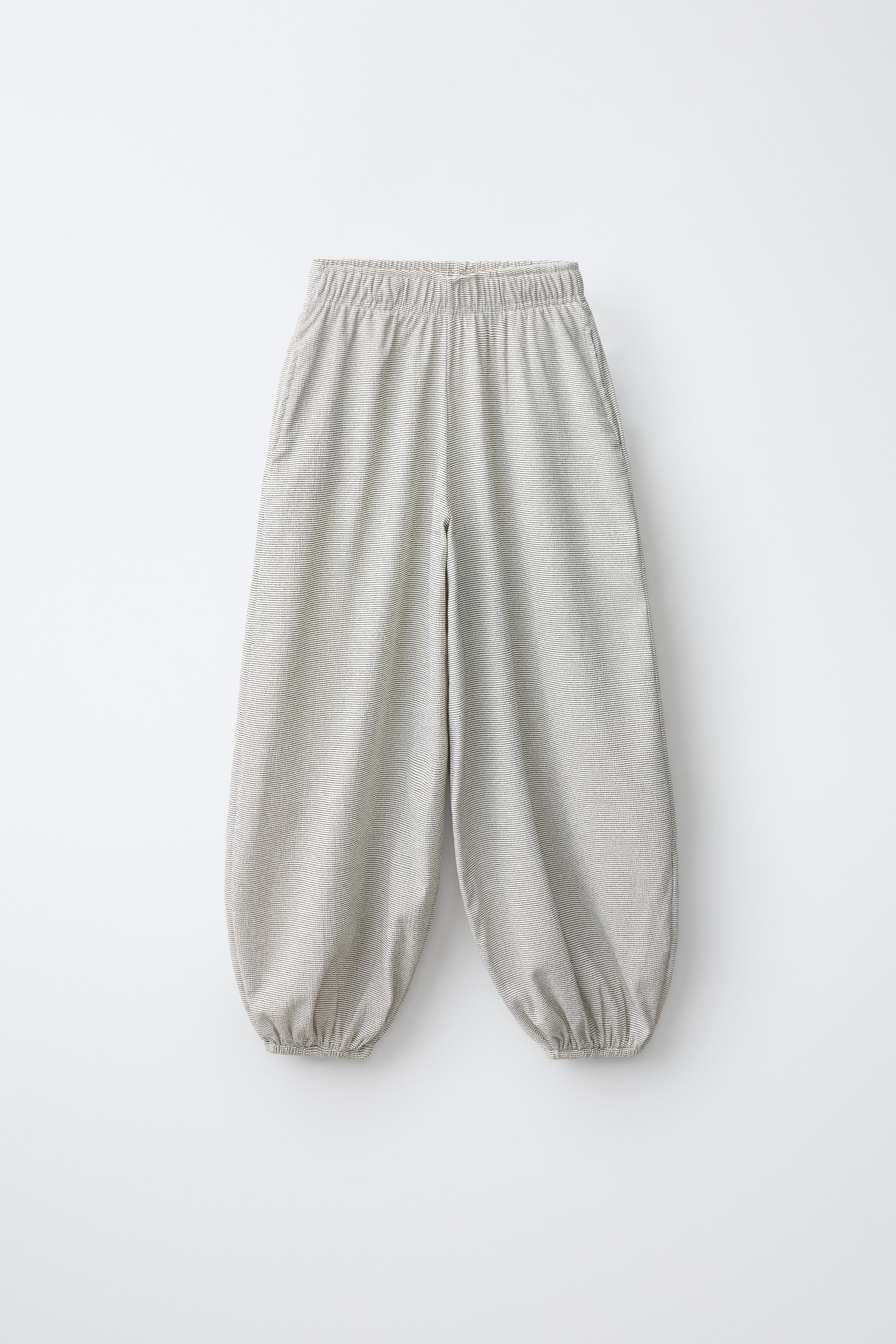TEXTURED BLOOMER PANTS — Ecru