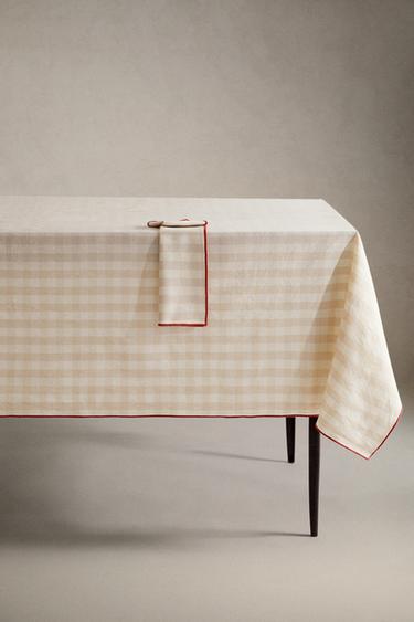 Zaras CHECK BORDSDUK MED EFTERSTYGN - Beige