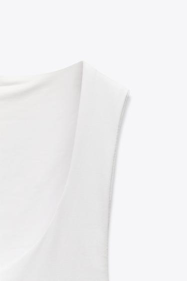 T-SHIRT EN POLYAMIDE À BRETELLES LARGES - Écru de Zara - Image 7