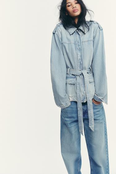 BELTED TRF DENIM JACKET - Light blue by Zara - Image 2
