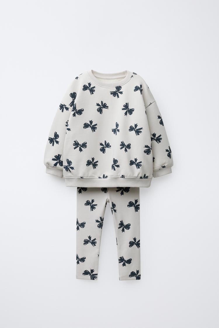 PRINTED RIB SWEATSHIRT AND LEGGING JOGGING SET