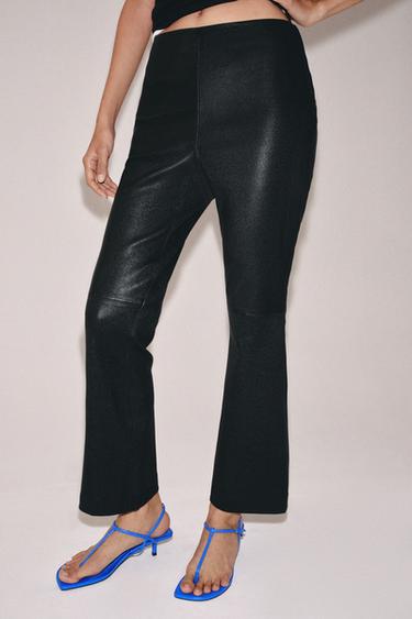 ZW COLLECTION LIMITED EDITION LEATHER FLARE TROUSERS - Black by Zara - Image 1