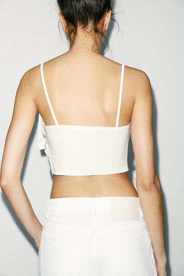 MAXI BOW CROP TOP - Oyster-white by Zara - Image 4