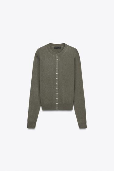 Zara 100% CASHMERE CARDIGAN - Green