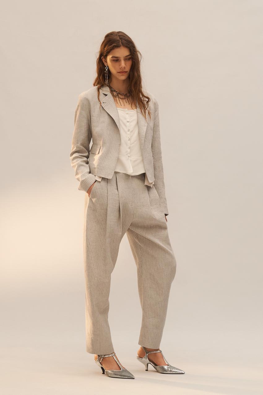 Zara - Limited Edition Linen Blend Striped Pants - Striped - Xl - Woman Zara - Limited Edition Linen Blend Striped Pants - Striped - Xl - Woman