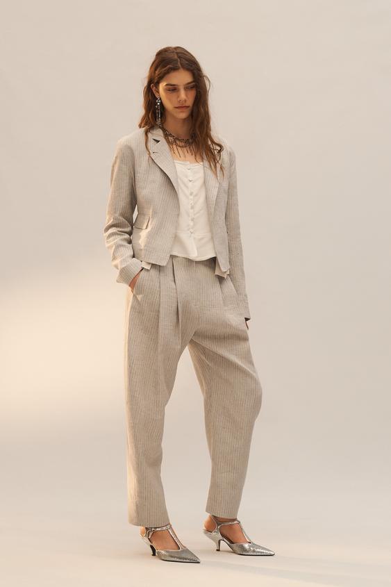 LIMITED EDITION LINEN BLEND STRIPED PANTS from Zara - $129