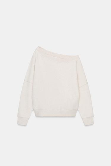 SUDADERA ASIMÉTRICA FELPA - Beige vigoré de Zara