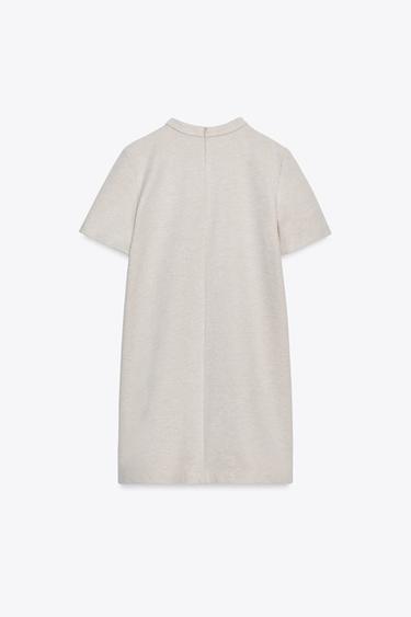 JEWEL APPLIQUÉ HERRINGBONE DRESS - Sand / Marl by Zara - Image 4