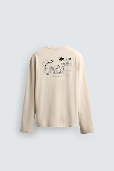 PIZZERIA LA MONTECARLO PRINT T-SHIRT - Ecru by Zara