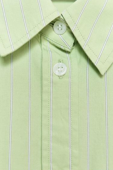 OVERSIZE STRIPED POPLIN SHIRT - Green/White by Zara - Image 6
