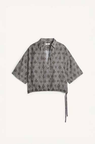 100% RAMIE BOXY FIT POLO SHIRT - Printed by Zara