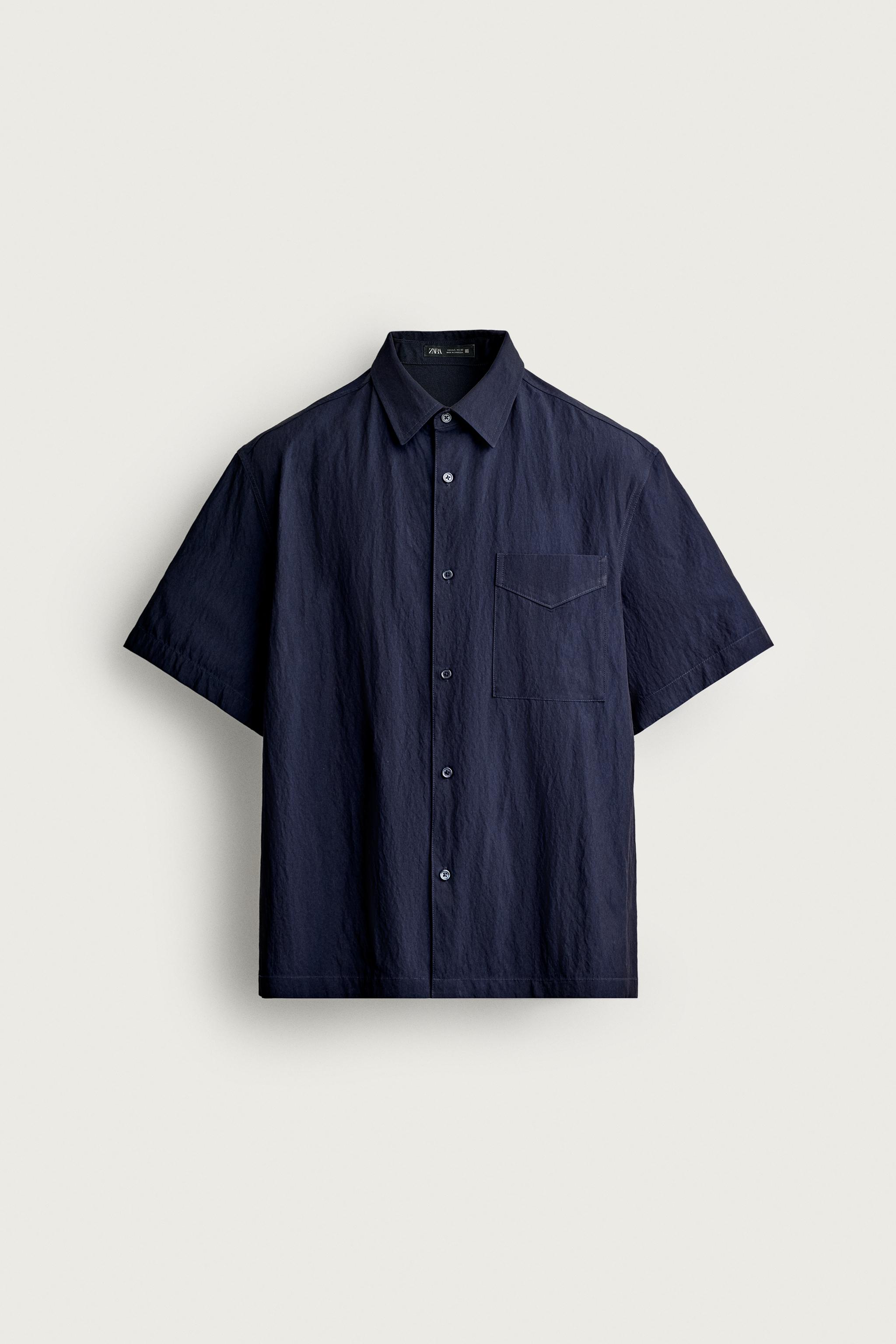 ZARA - ellaセレクトショップ　フレアジレ　ネイビー RELAXED FIT FLOWY SHIRT - Blue | ZARA United States