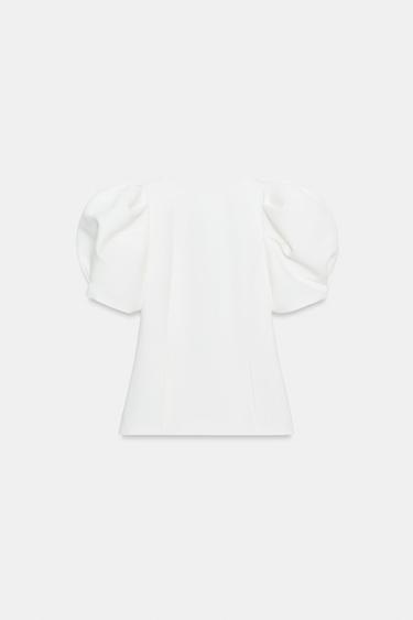PUFF SLEEVE TOP - Ecru by Zara - Image 8