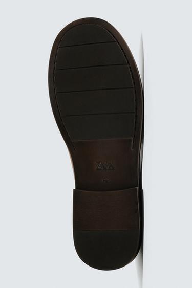 LEATHER MOCCASIN WITH MASK DETAIL - Brown by Zara - Image 3