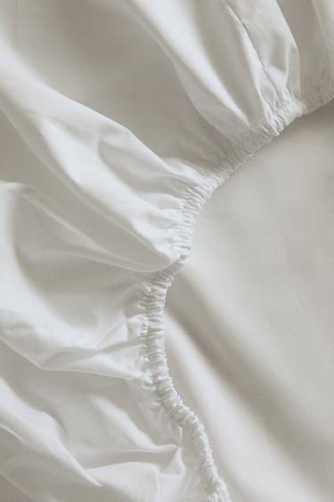 DRY FEEL COTTON PERCALE FITTED SHEET | 30 CM HIGH (500 THREAD) - White by Zara - Image 3