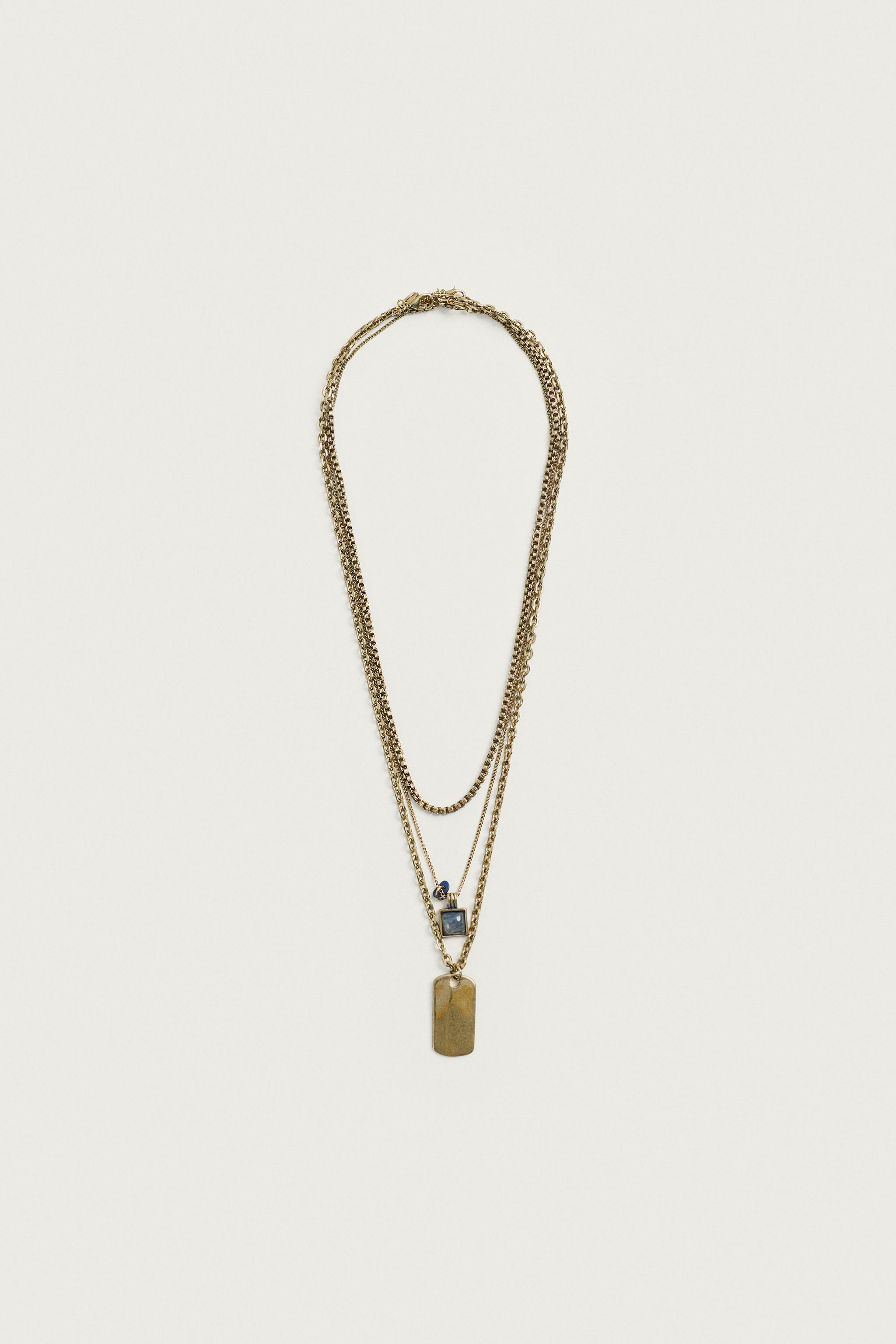 3-PACK MIXED CHARM NECKLACES — Gold